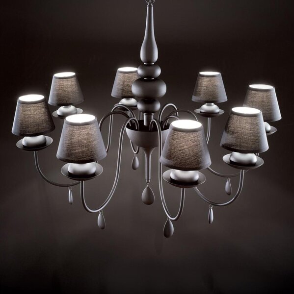 Ideal Lux - Lampadario a sospensione con catena BLANCHE 8xE14/40W/230V diametro 92 cm nero
