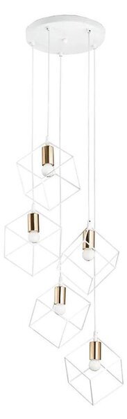 Ideal Lux - Lampadario a sospensione con filo ICE 5xE27/60W/230V diametro 50 cm bianco