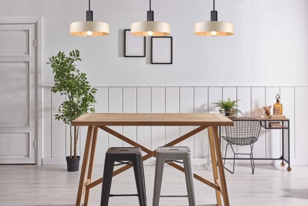 Lampadario a sospensione con filo LATTE 3xE27/60W/230V beige/nero