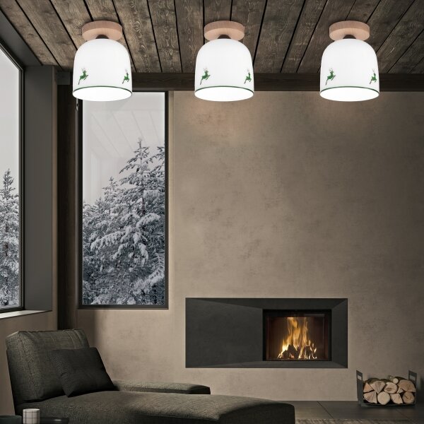 KolarzA1352.11.G.100-Lampadario a plafone NONNA 1xE27/60W/230V cervo quercia/bianco/verde