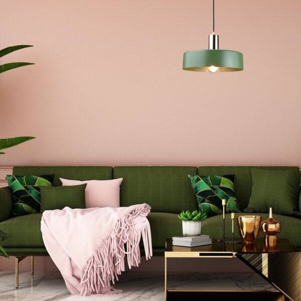 Lampadario a sospensione con filo HAKI 1xE27/60W/230V verde/nero/cromo lucido