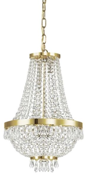 Ideal Lux - LED Lampadario di cristallo a sospensione con catena CAESAR 6xG9/3W/230V diametro 38 cm oro