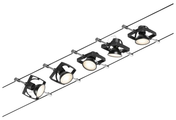 Paulmann 94434 - SET 5xGU5,3/10W Faretto MAC 230V nero