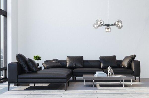 Lampadario a sospensione con filo KALIOPE 6xE27/60W/230V nero/limpido