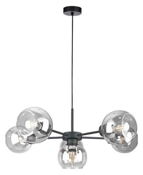 Lampadario a sospensione con filo KALIOPE 6xE27/60W/230V nero/limpido