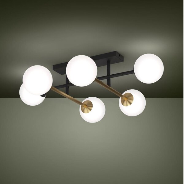 Eglo 390176 - Lampadario a plafone PAZ 6xE14/40W/230V oro/nero
