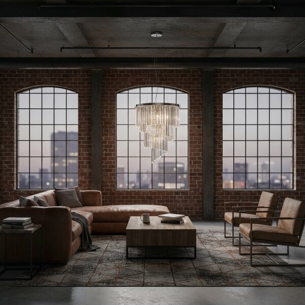 Ideal Lux - Lampadario di cristallo a sospensione CARLTON 12xE14/40W/230V diametro 50 cm cromo