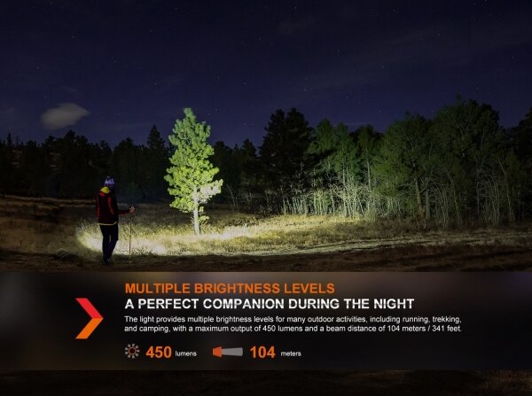 Fenix HL16V2BLK - LED Lampada frontale LED/3xAAA IP66 450 lm 200 h nero/arancione