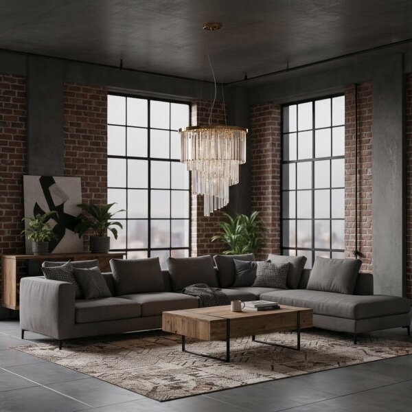 Ideal Lux - Lampadario di cristallo a sospensione CARLTON 12xE14/40W/230V diametro 50 cm oro