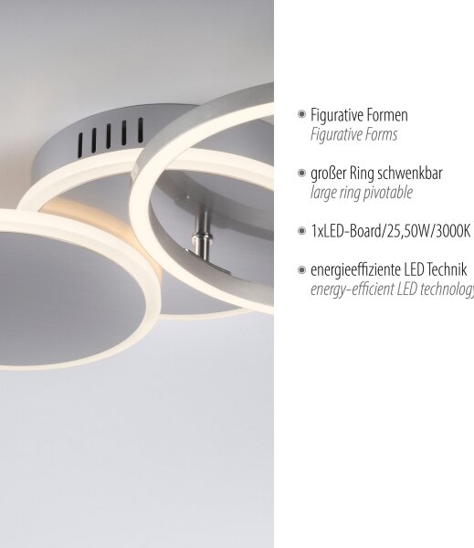 Leuchten Direkt 14116-55 - Plafoniera LED LED/25,5W/230V cromo opaco