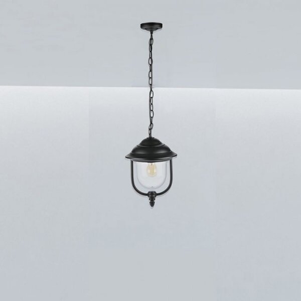 Lampadario da esterno a sospensione con catena 1xE27/60W/230V IP44 nero