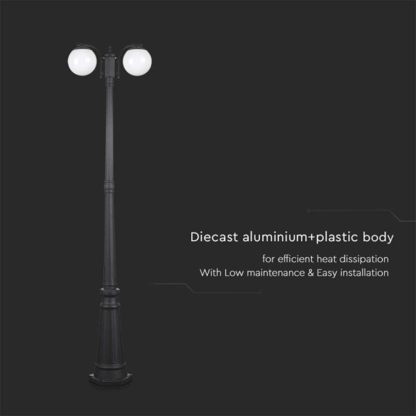 Lampada da esterno 2xE27/60W/230V IP44 199 cm nera