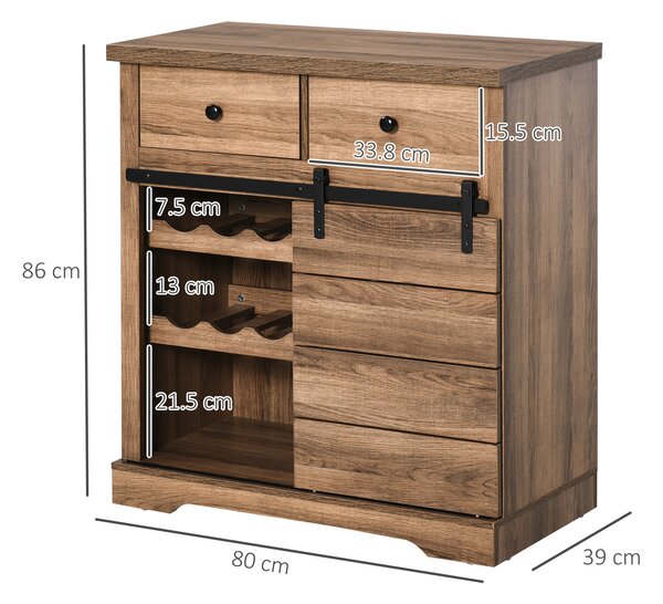 HOMCOM Credenza da Cucina in Stile Industriale, Dispensa per Sala da Pranzo, Cassettiera da Soggiorno Vintage 80x39x86cm|Aosom