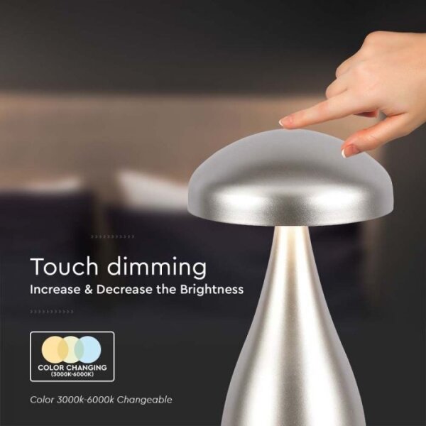 LED Lampada da tavolo ricaricabile dimmerabile LED/1W/5V 3000-6000K 1800 mAh argento
