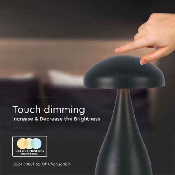 LED Lampada da tavolo ricaricabile dimmerabile LED/1W/5V 3000-6000K 1800 mAh nero