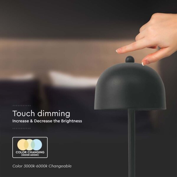 LED Lampada da tavolo ricaricabile dimmerabile LED/1W/5V 3000-6000K 1800 mAh nero