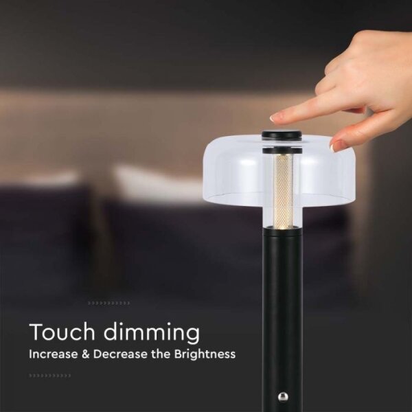 Lampada da tavolo LED dimmerabile ricaricabile 1W 5V 3000K 1800mAh nera