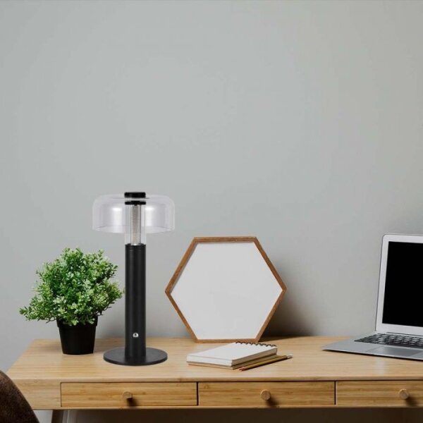 Lampada da tavolo LED dimmerabile ricaricabile 1W 5V 3000K 1800mAh nera