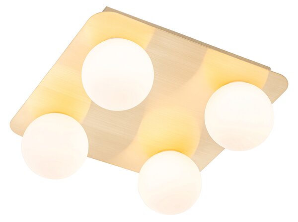 Plafoniera da bagno moderna in ottone quadrata a 4 luci - Cederic