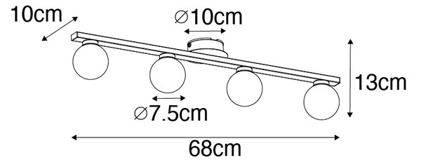 Plafoniera moderna nera IP44 4 luci - Cederic