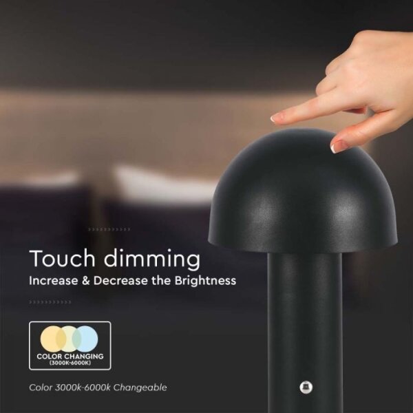 LED Lampada da tavolo ricaricabile dimmerabile LED/1W/5V 3000-6000K 1800 mAh nero