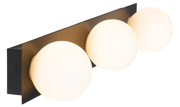 Applique da parete moderna nera 48 cm IP44 3 luci - Cederic