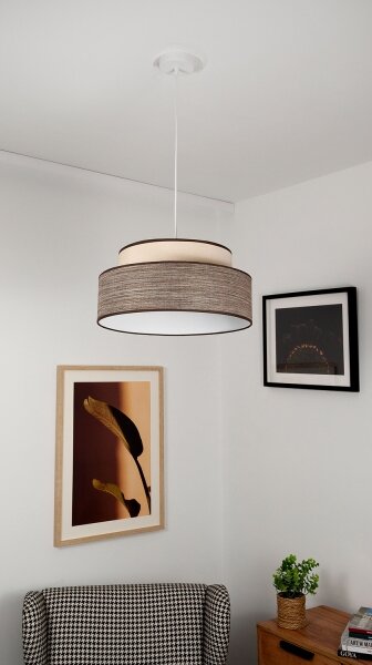 Lampadario a sospensione con filo GRACE 1xE27/60W/230V diametro 40 cm color crema/marrone