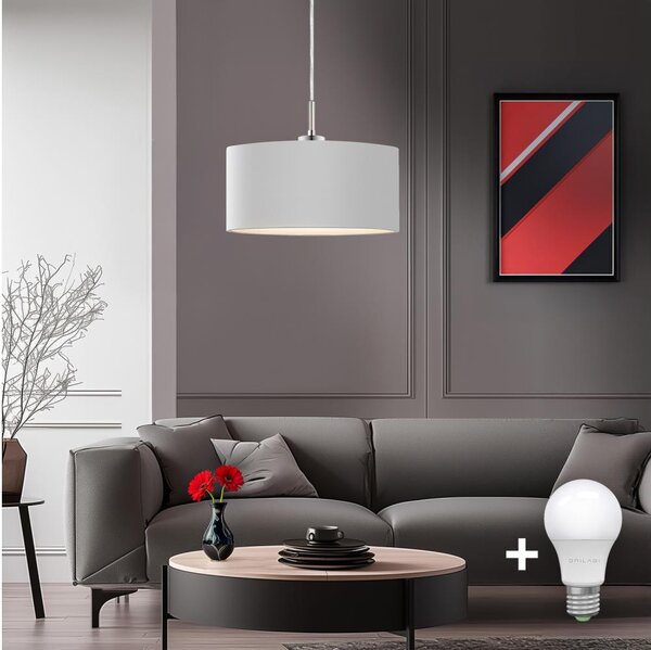 Eglo - Lampada a sospensione LED su cavo TUNJA 1xE27/60W/230V bianco
