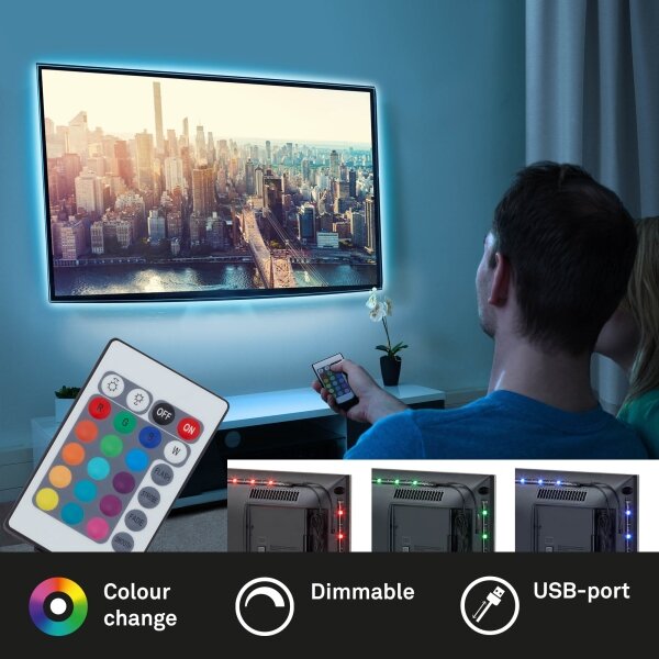Brilo - Striscia LED RGBW dimmerabile per TV 3m LED/2,5W/USB + DO