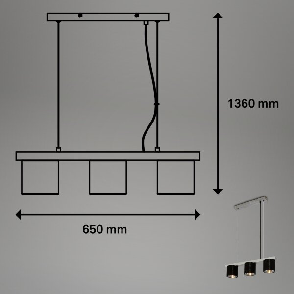 Briloner - Lampadario a sospensione con filo LURI 3xE14/25W/230V albero di caucciù