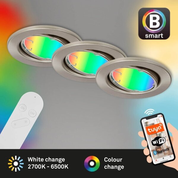 Brilo - SET 3x LED RGBW Lampada da bagno dimmerabile GU10/4,9W/230V Tuya+ +TC