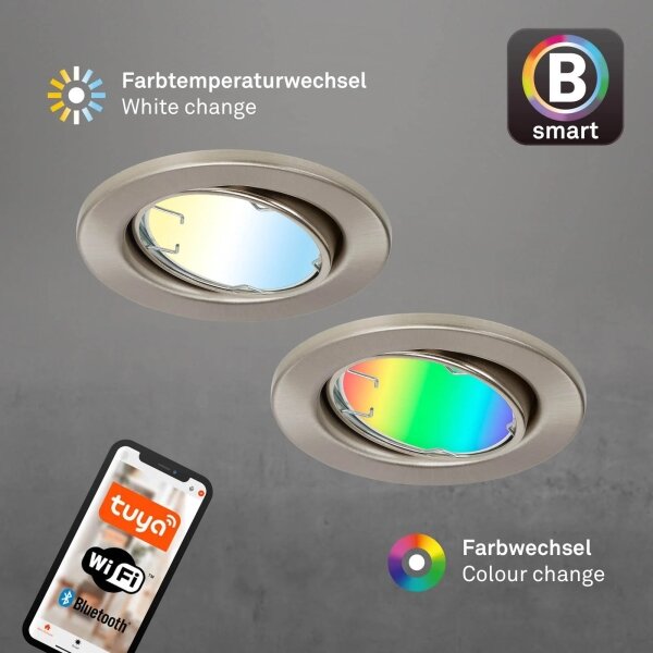 Brilo - SET 3x LED RGBW Lampada da bagno dimmerabile GU10/4,9W/230V Tuya+ +TC