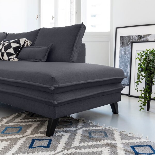 Divano letto a U antracite, angolo destro Charming Charlie - Miuform