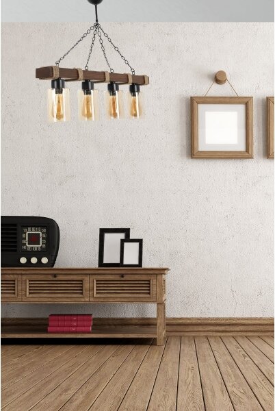 Lampadario a catena JASMIN 4xE27/40W/230V marrone/beige