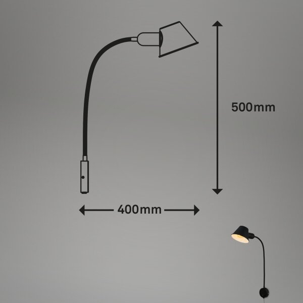 Briloner 2089-015 - Lampada da parete flessibile BRELLO 1xE27/10W/230V nera