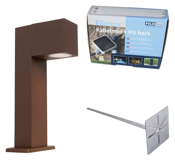 Lampada da esterno industriale in piedi marrone ruggine 30 cm IP44 - Baleno
