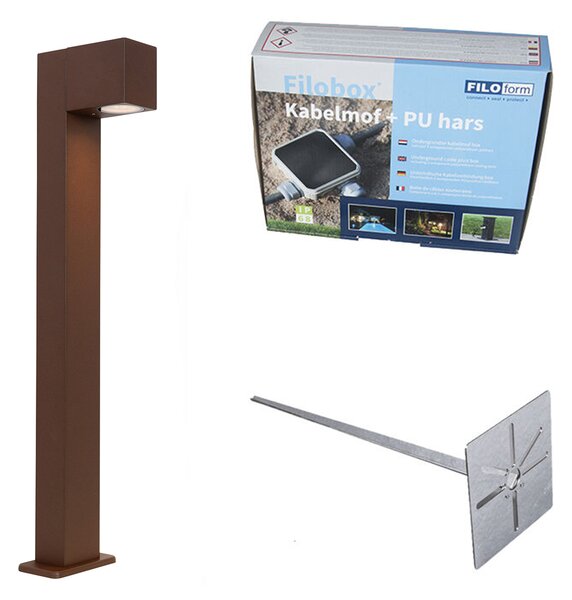 Lampada da esterno marrone ruggine con picchetto e pressacavo 65cm IP44 - Baleno