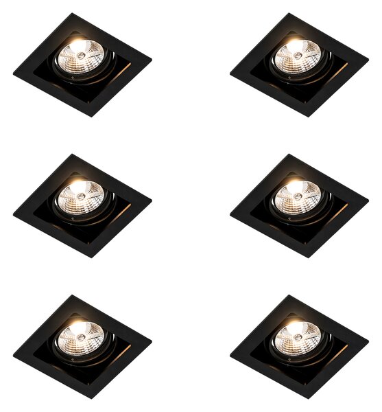Set di 6 faretti orientabili quadrati a incasso neri - Artemis 70