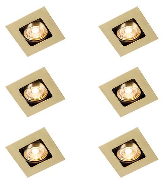Set di 6 faretti da incasso quadrati ottone orientabili - Artemis