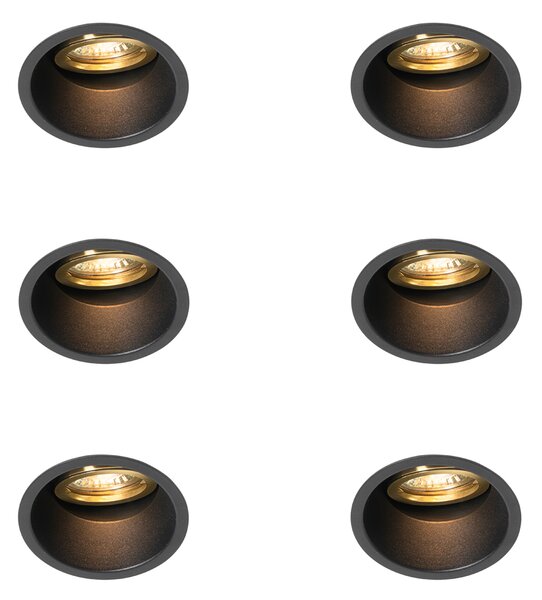 Set di 6 faretti da incasso moderni neri con oro, ruotabili e inclinabili - Alloy