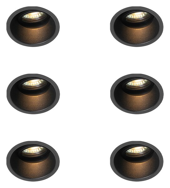 Set di 6 faretti da incasso moderni neri orientabili e inclinabili - Alloy