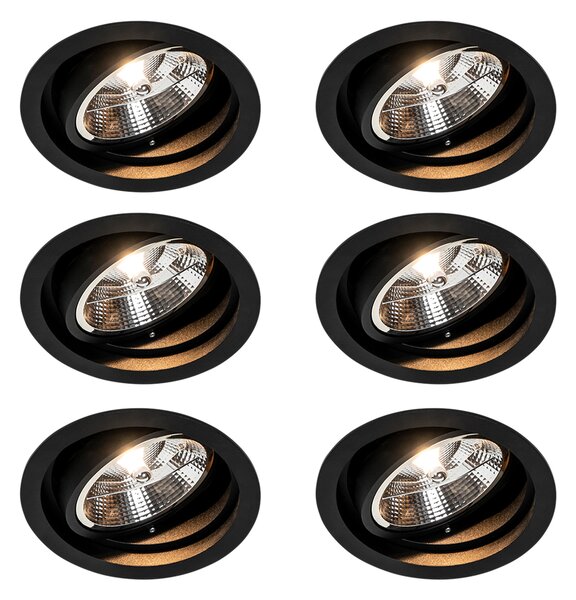 Set di 6 Faretto da incasso moderno nero regolabile - CHUCK 111