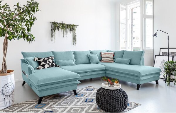 Divano letto a U azzurro, angolo destro Charming Charlie - Miuform