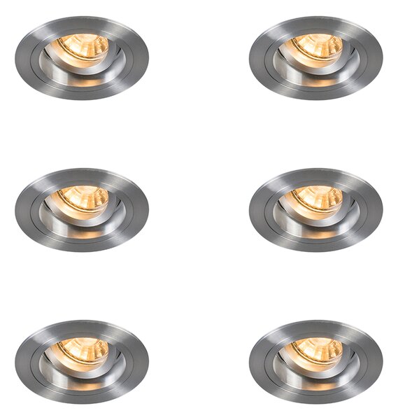 Set di 6 faretti da incasso rotondi in alluminio orientabili - Chuck