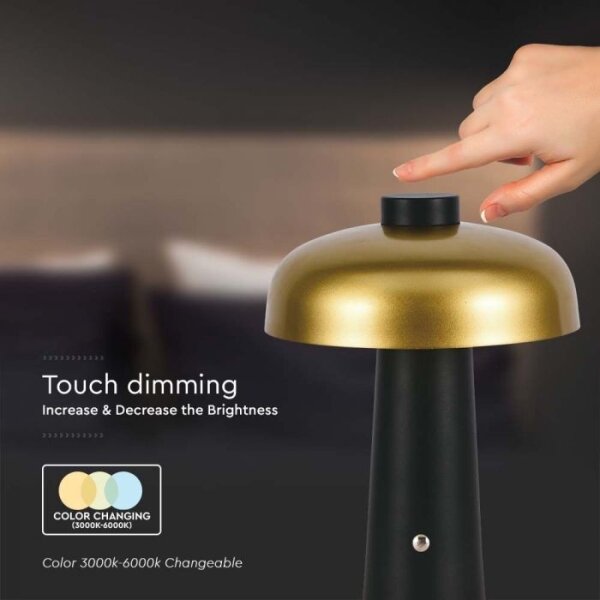 LED Lampada da tavolo ricaricabile dimmerabile LED/3W/5V 3000-6000K 1800 mAh nero/oro