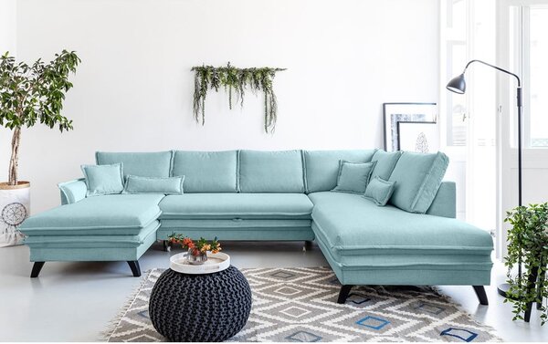 Divano letto a U azzurro, angolo destro Charming Charlie - Miuform