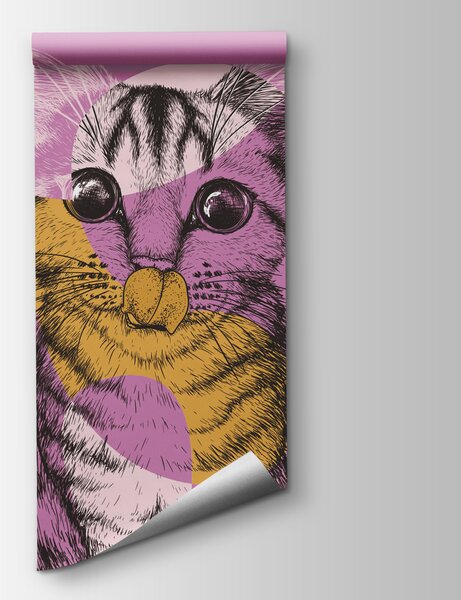 Carta da parati Gatto con naso da topo, Carta da parati animali, Carta da parati popolare, t00319 - Tapeko.it