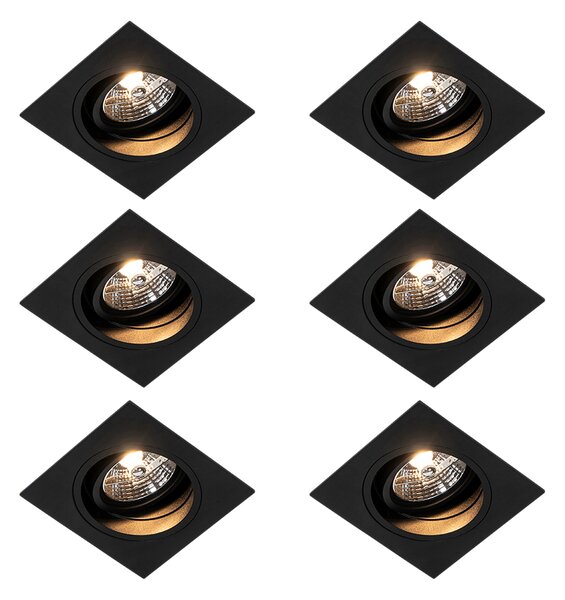 Set di 6 Faretto da incasso moderno nero regolabile - CHUCK 70