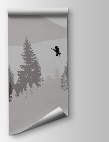 Carta da parati Uccelli in volo su una montagna innevata, Carta da parati Natura, Carta da parati popolare, t00323 - Tapeko.it