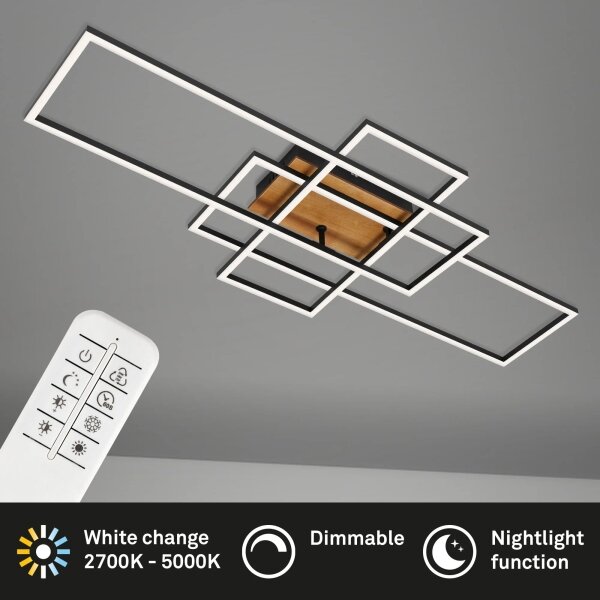 Brilo - Lampadario a plafone LED dimmerabile FRAME LED/51W/230V nero/marrone + +TC